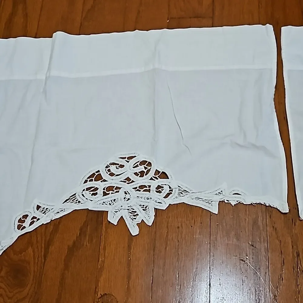White Battenburg Lace Waterfall Curtains 100% Cotton | Cottagecore Drapes